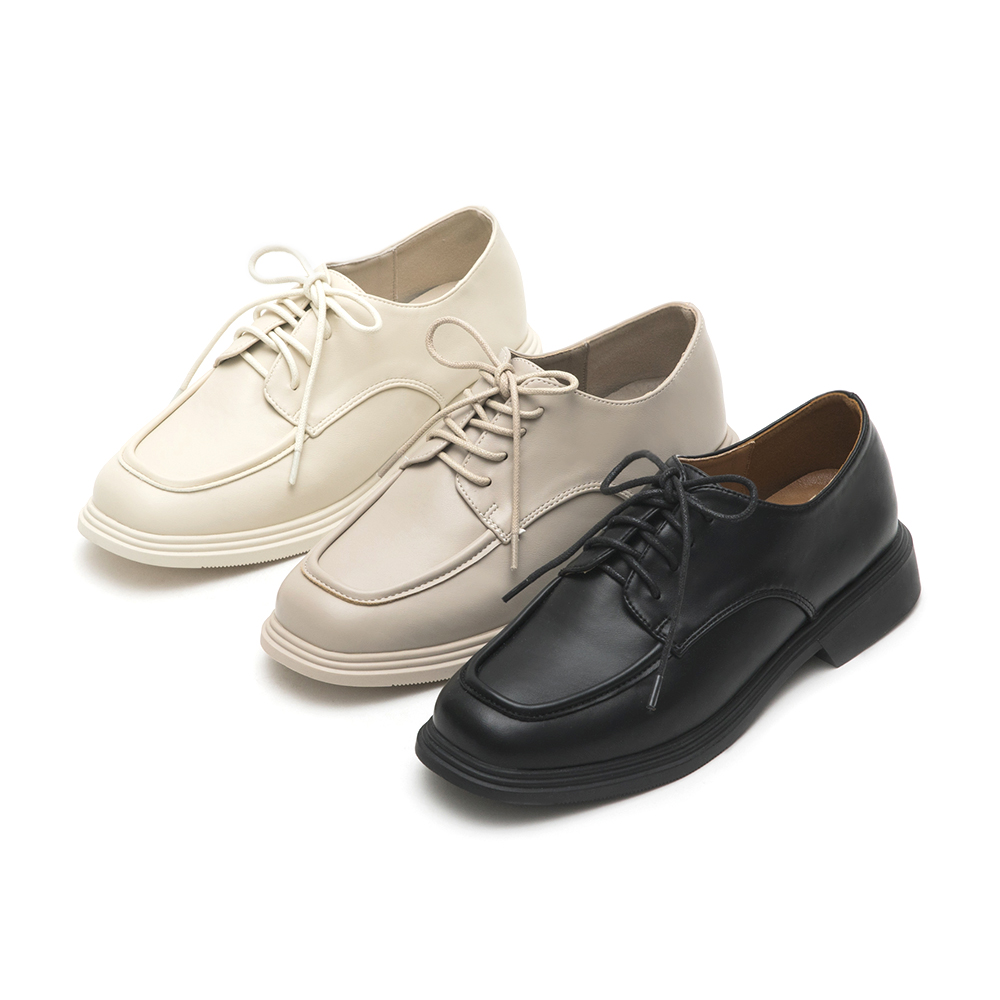 Soft Lace-Up Derby Shoes Vanilla