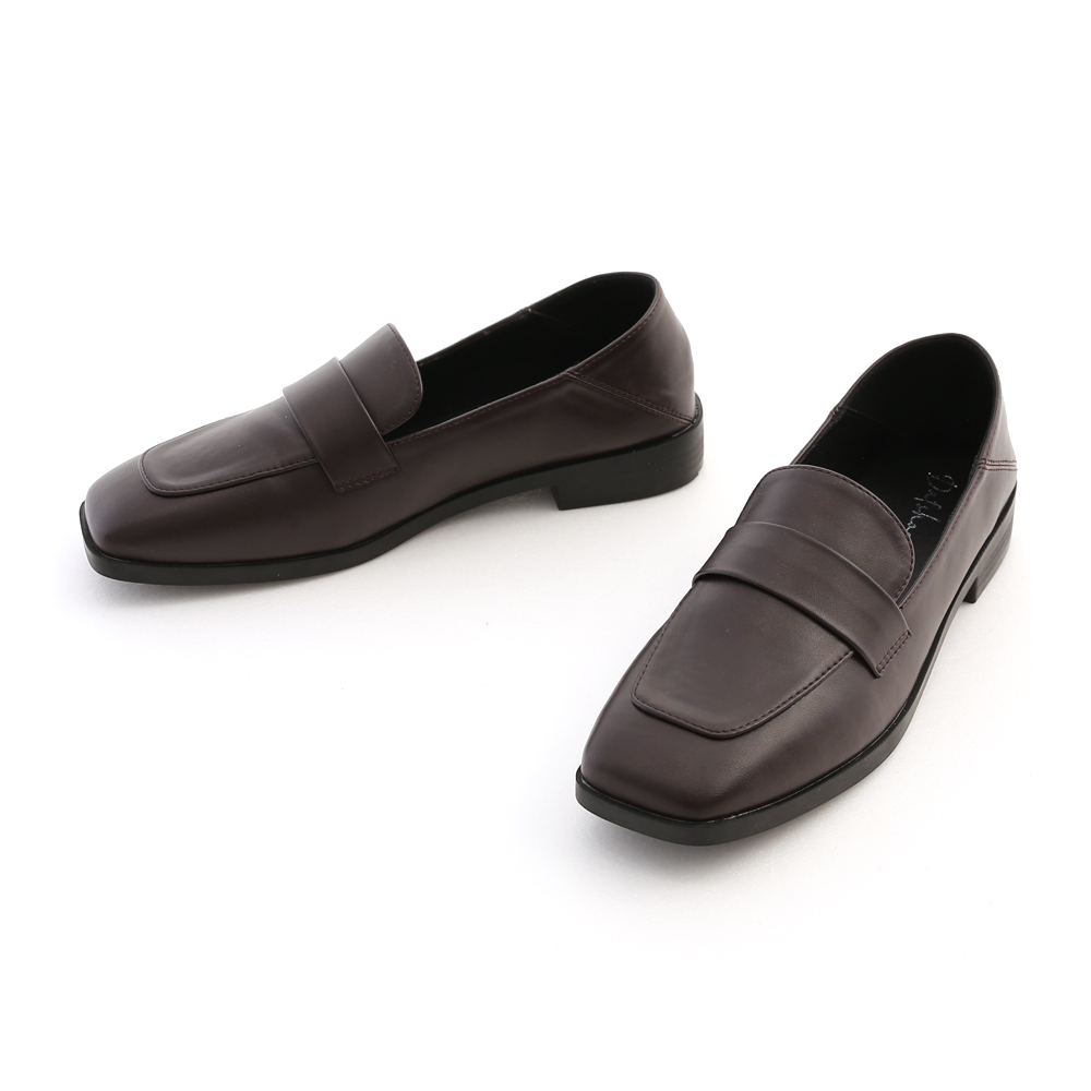 Faux Leather Classic Loafers Dark Brown
