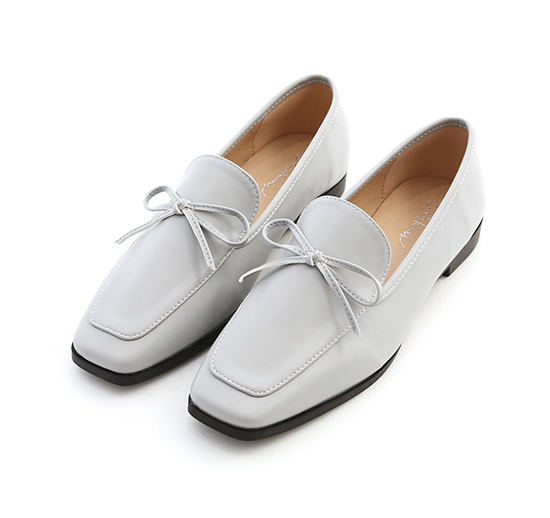 Square Toe Bow Loafers Misty Grey