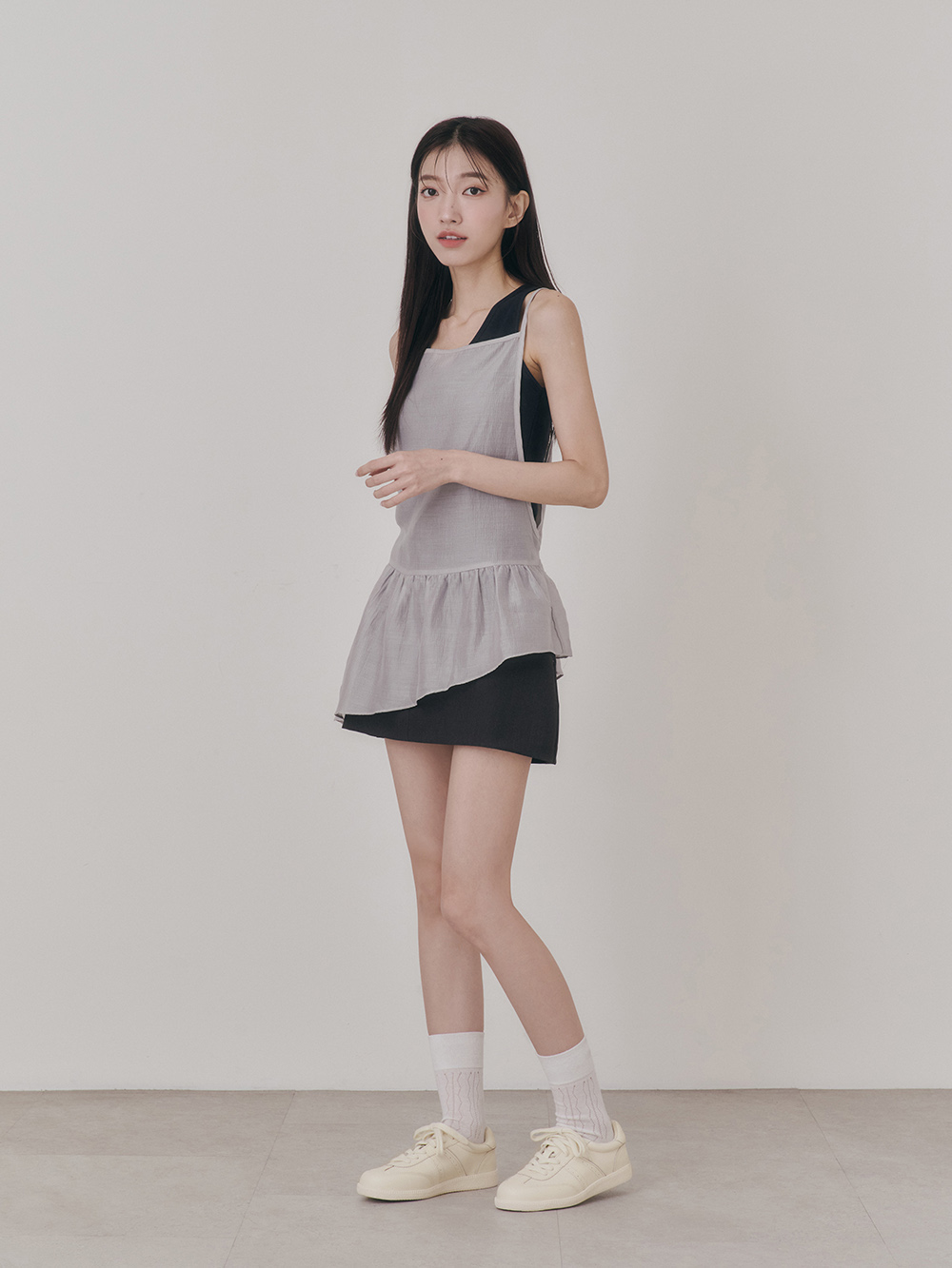 雙色鞋帶真皮復古德訓鞋 米白