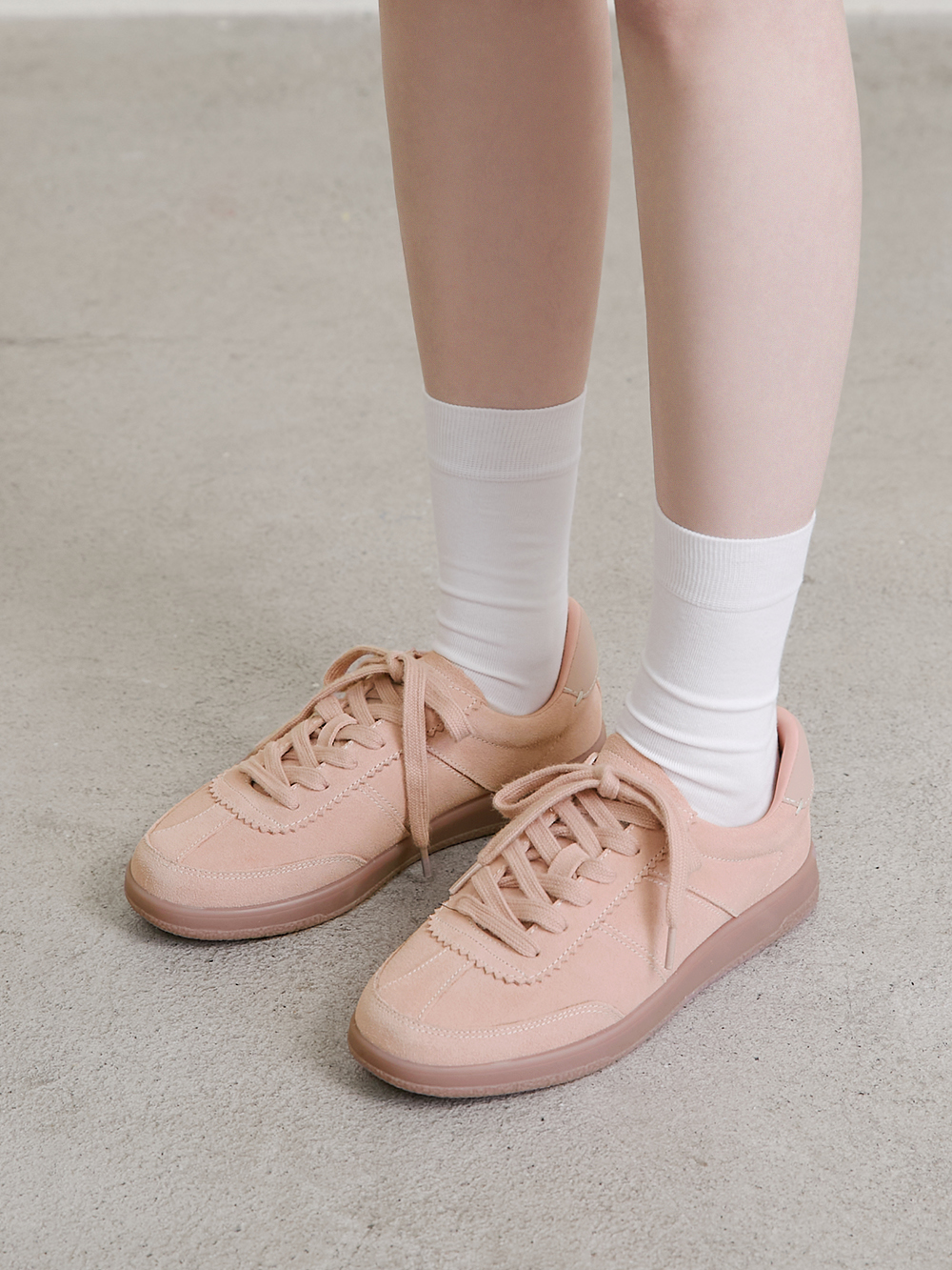 進化版2.0雙色鞋帶真皮德訓鞋 粉色