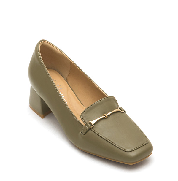 Horsebit Square-Toe Loafers Olive Green