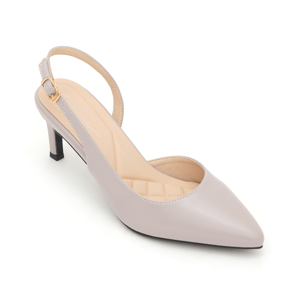 Elegant Pointed-Toe Slingback Heels Grey