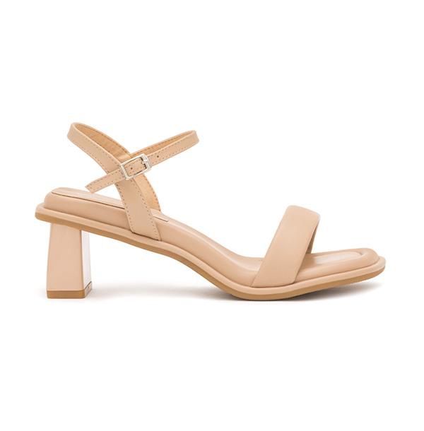 Square Toe Soft Mid-Heel Sandals Pink