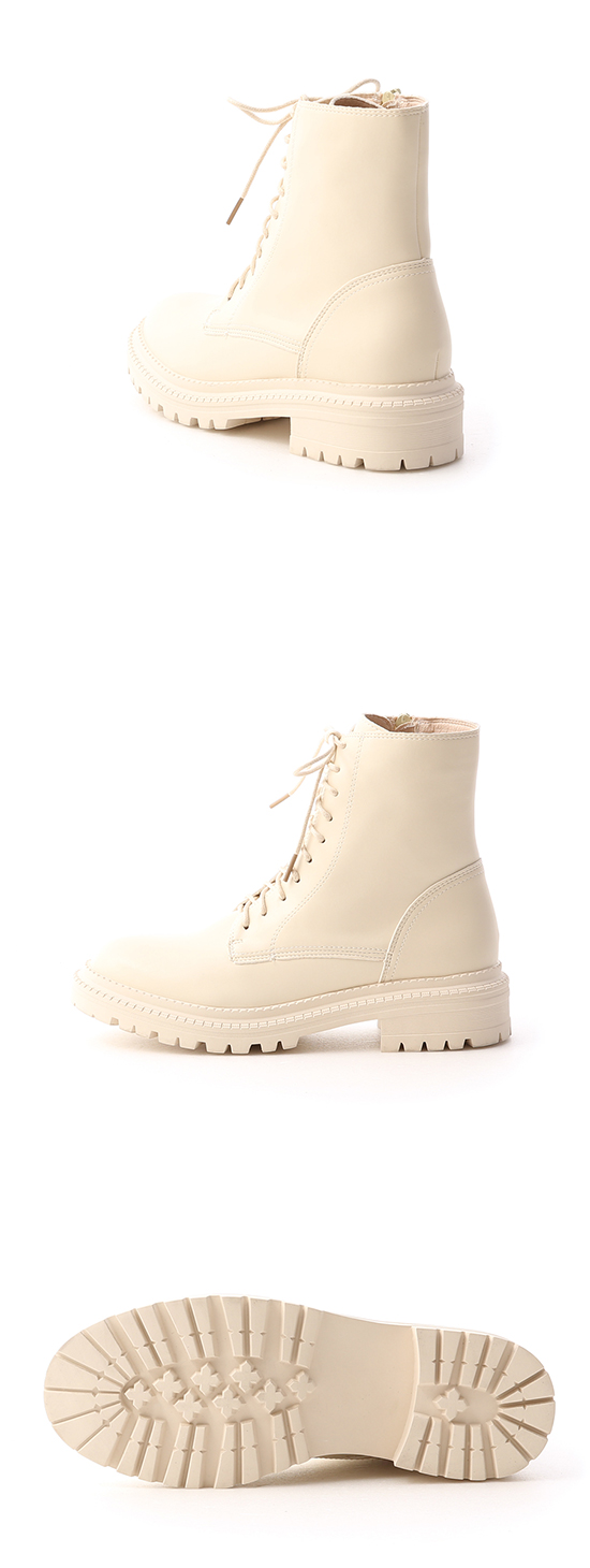 Thick Sole Lace-Up Martin Boots Vanilla