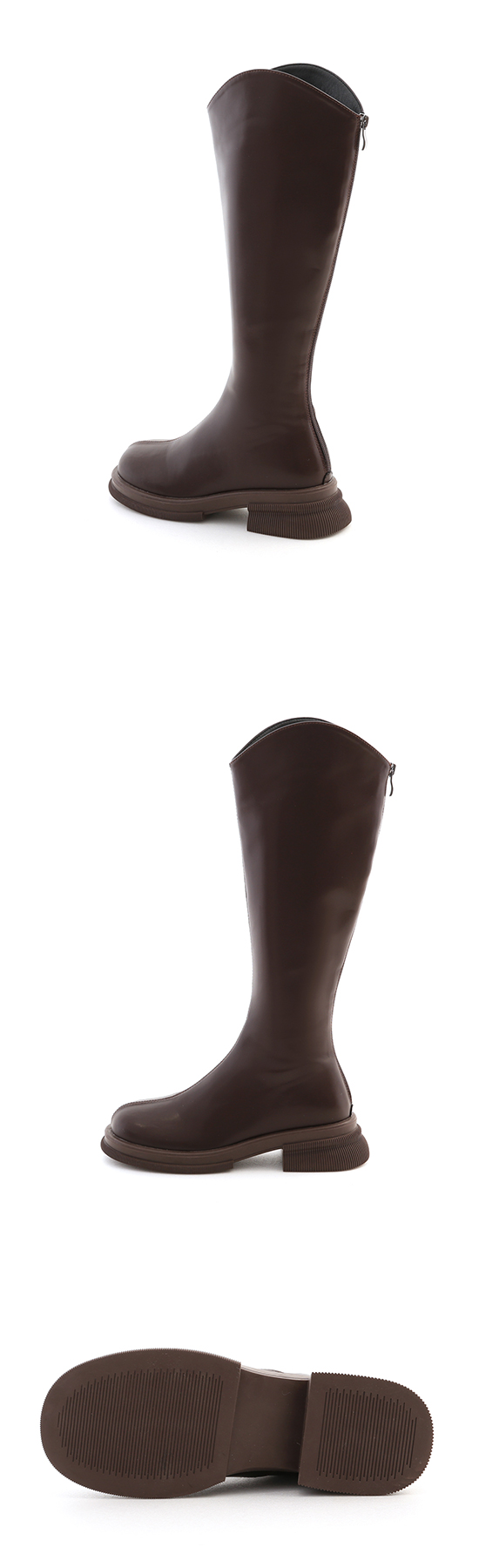 V-cut Under-The-Knee Boots Dark Brown