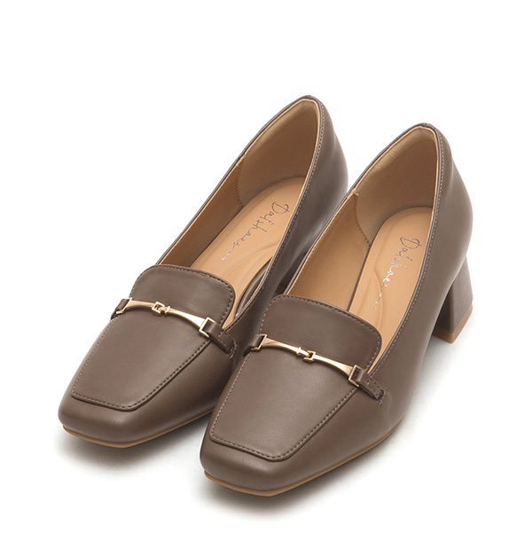 Horsebit Square-Toe Loafers Dark Brown