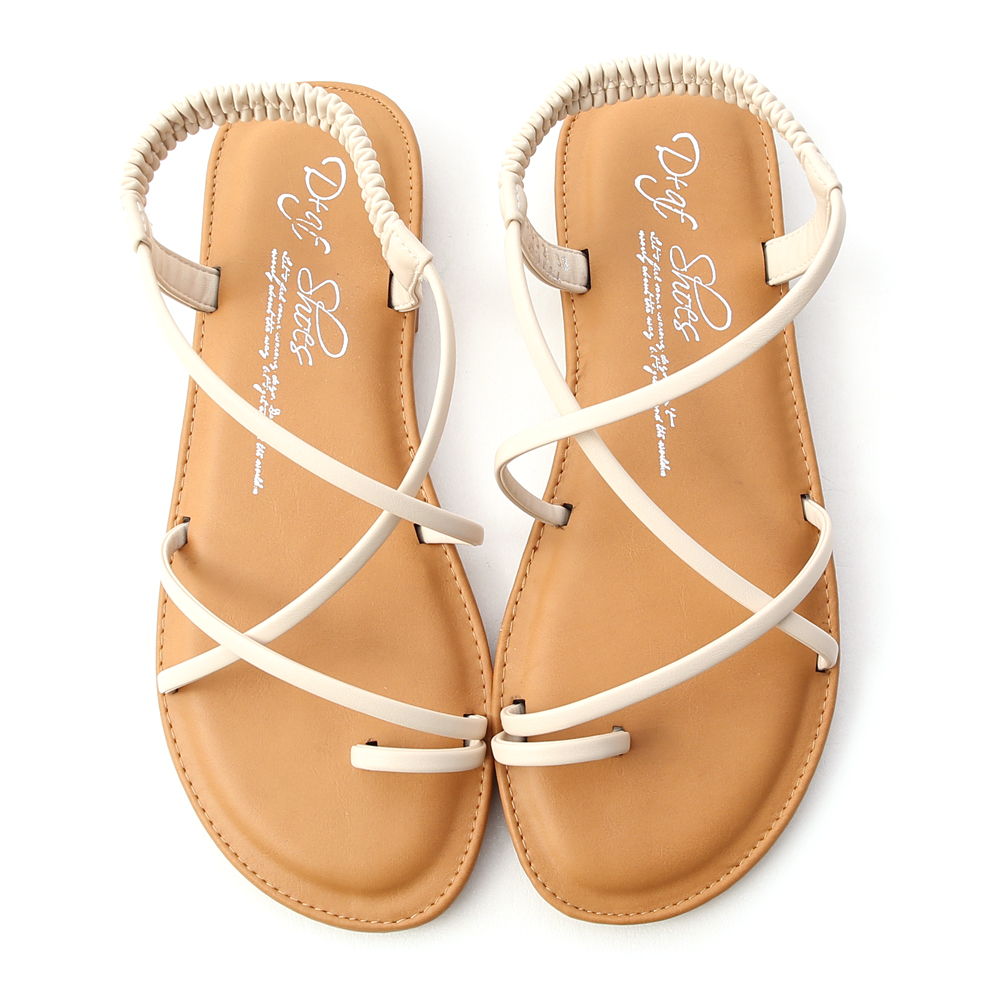 Strappy Toe Loop Sandals Cream