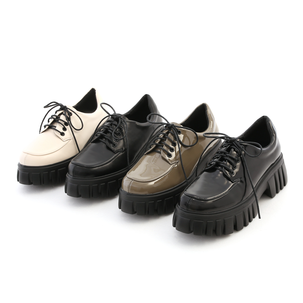 摩登少女．輕量鋸齒底綁帶德比鞋 時尚黑