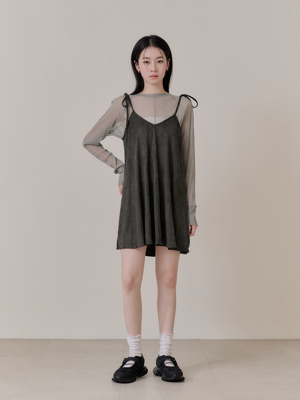 氣墊回彈輕量運動風芭蕾鞋 黑