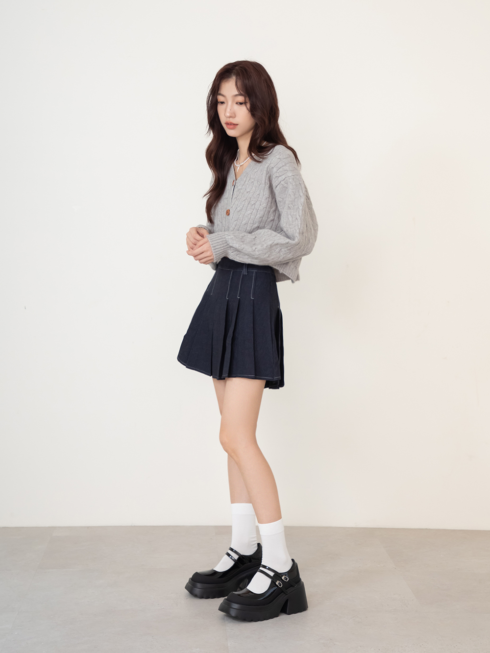 甜酷爆擊雙帶厚底瑪莉珍鞋 黑色