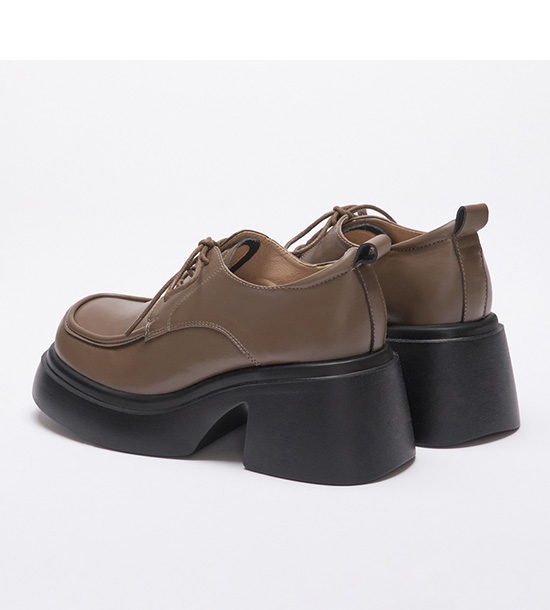 Lightweight Thick Sole Lace-Up-Up Derby Shoes Brown
