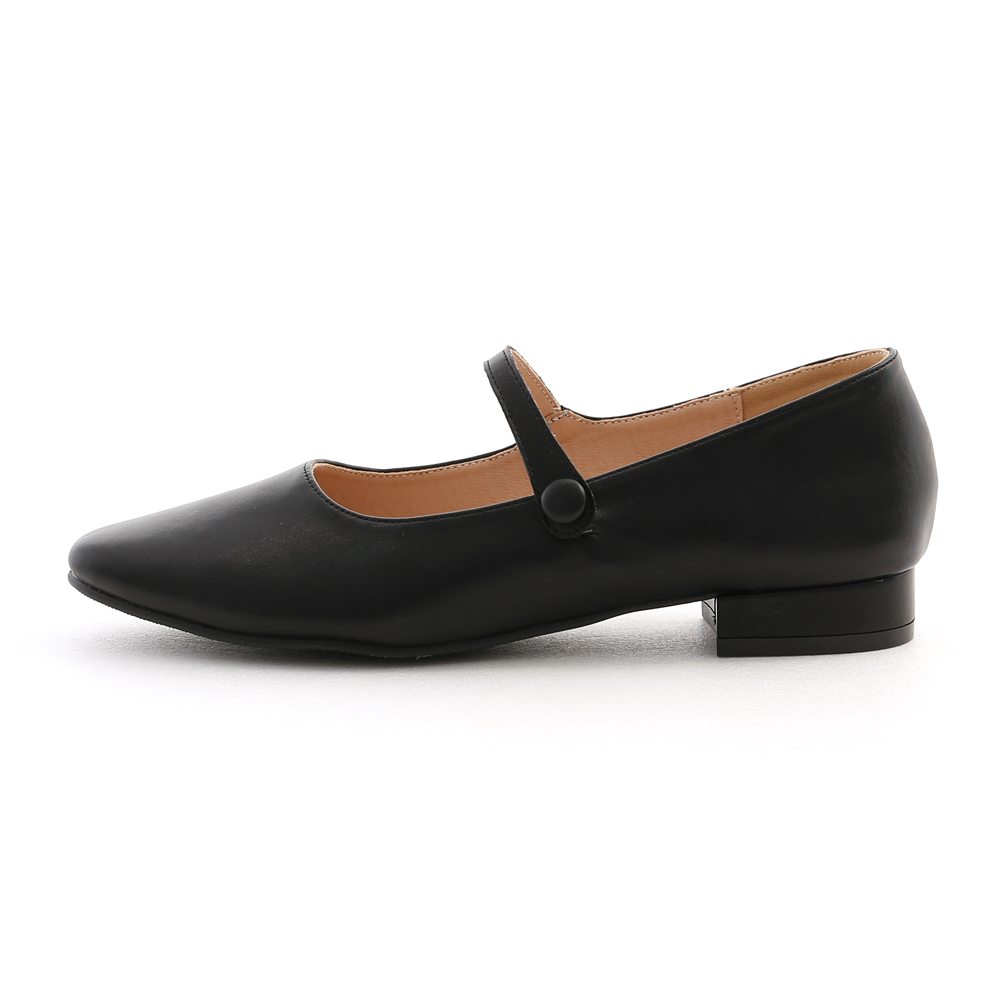 Round Toe Buckle Strap Mary Janes Black
