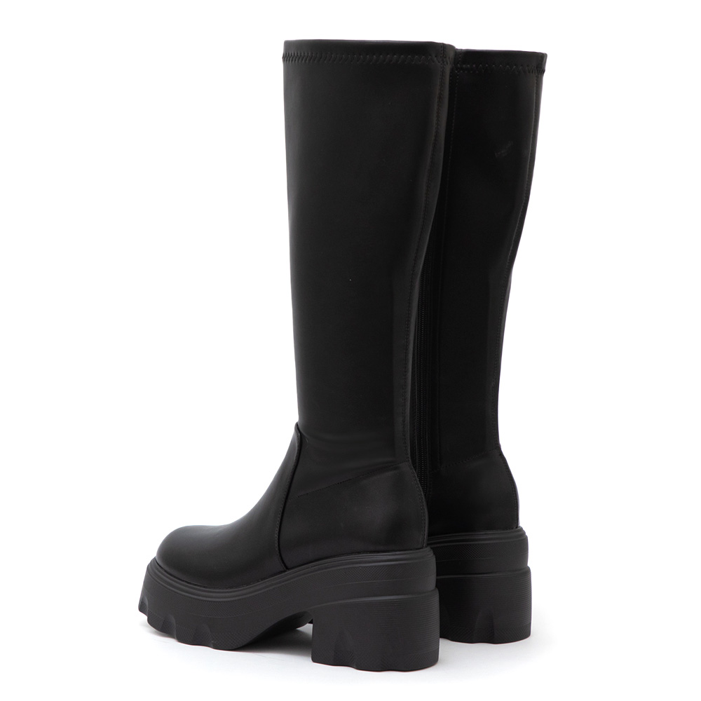 演唱會必備9.5cm輕量厚底瘦瘦長靴 黑色