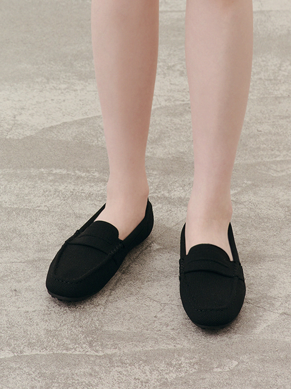 【3D零感雲織鞋】通勤款樂福豆豆鞋 午夜黑