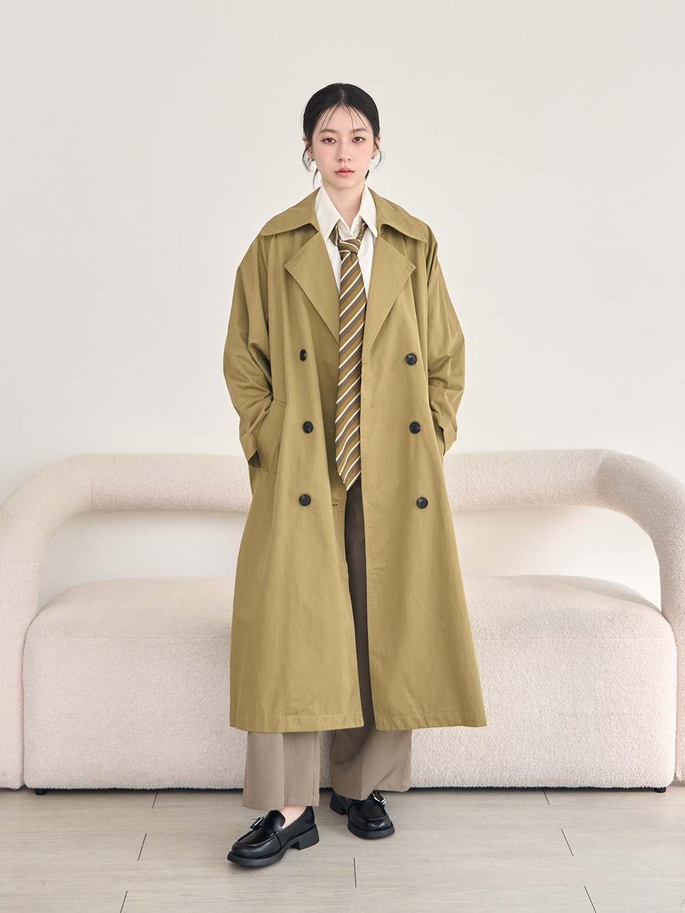 【真皮系列】親膚空氣棉方釦樂福鞋 黑色