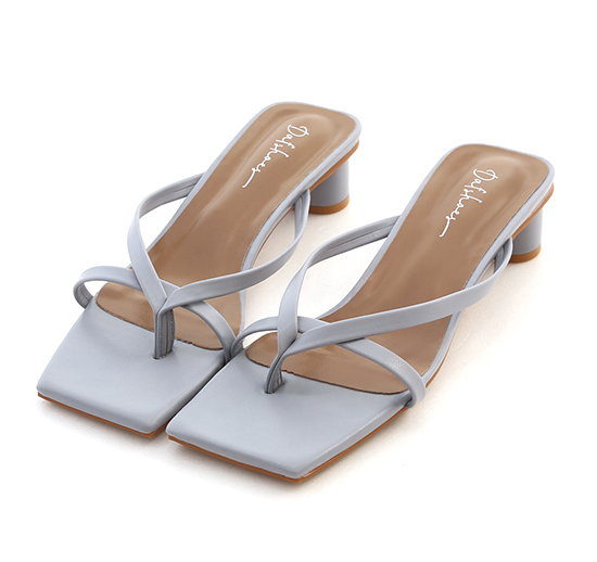 Square Toe Strappy Slip-On Sandals Serenity Blue