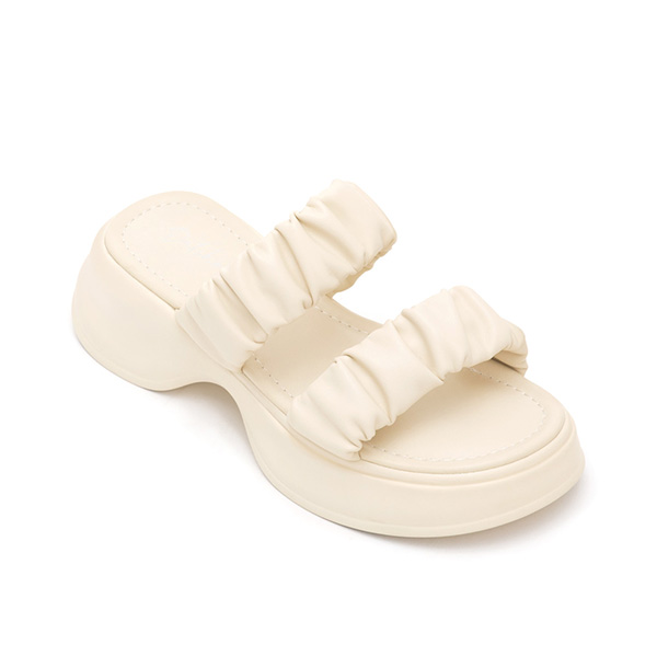 Comfy Ruched Details Lightweight Sandals Beige