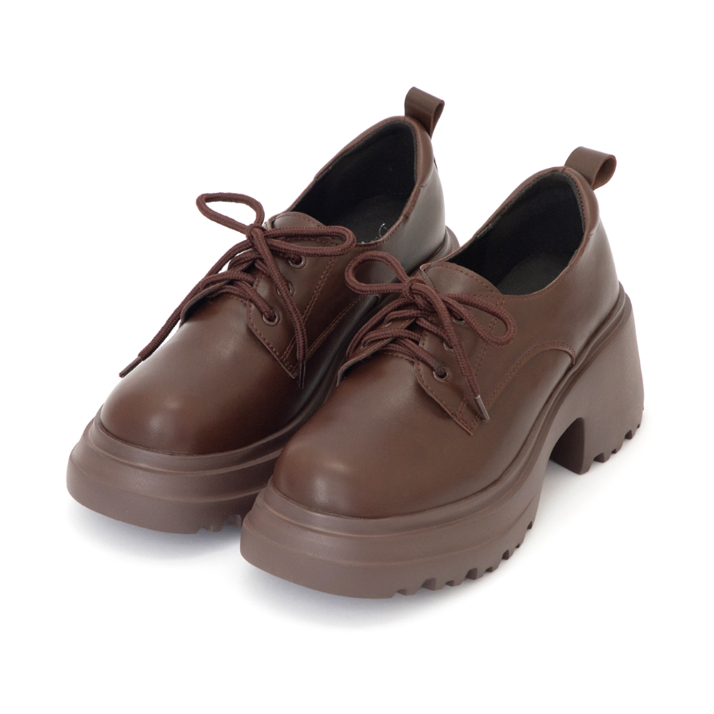 初戀系少女增高加厚底德比鞋 咖啡