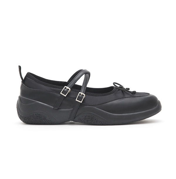 Double-Strap Athletic Ballet Flats Black