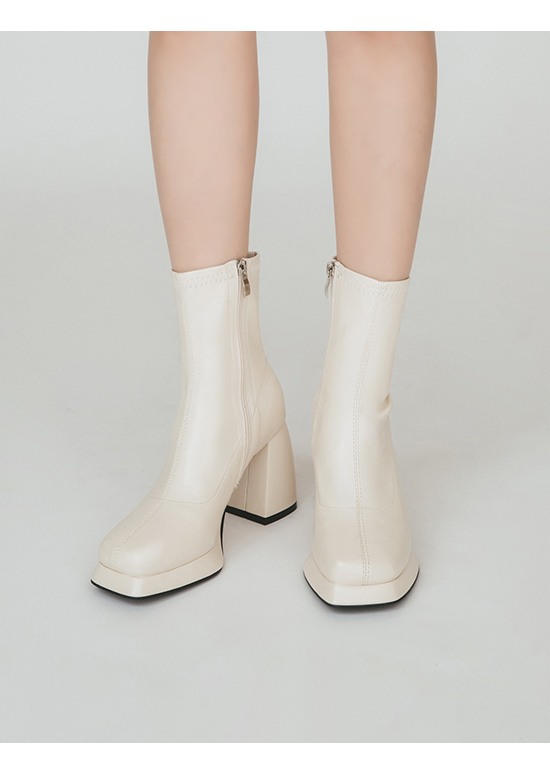 Platform High-Heel Slimming Boots Vanilla