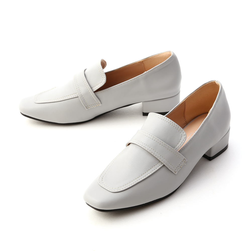 Stitching Low Heel Loafers Grey │ D+AF Official Online Shop