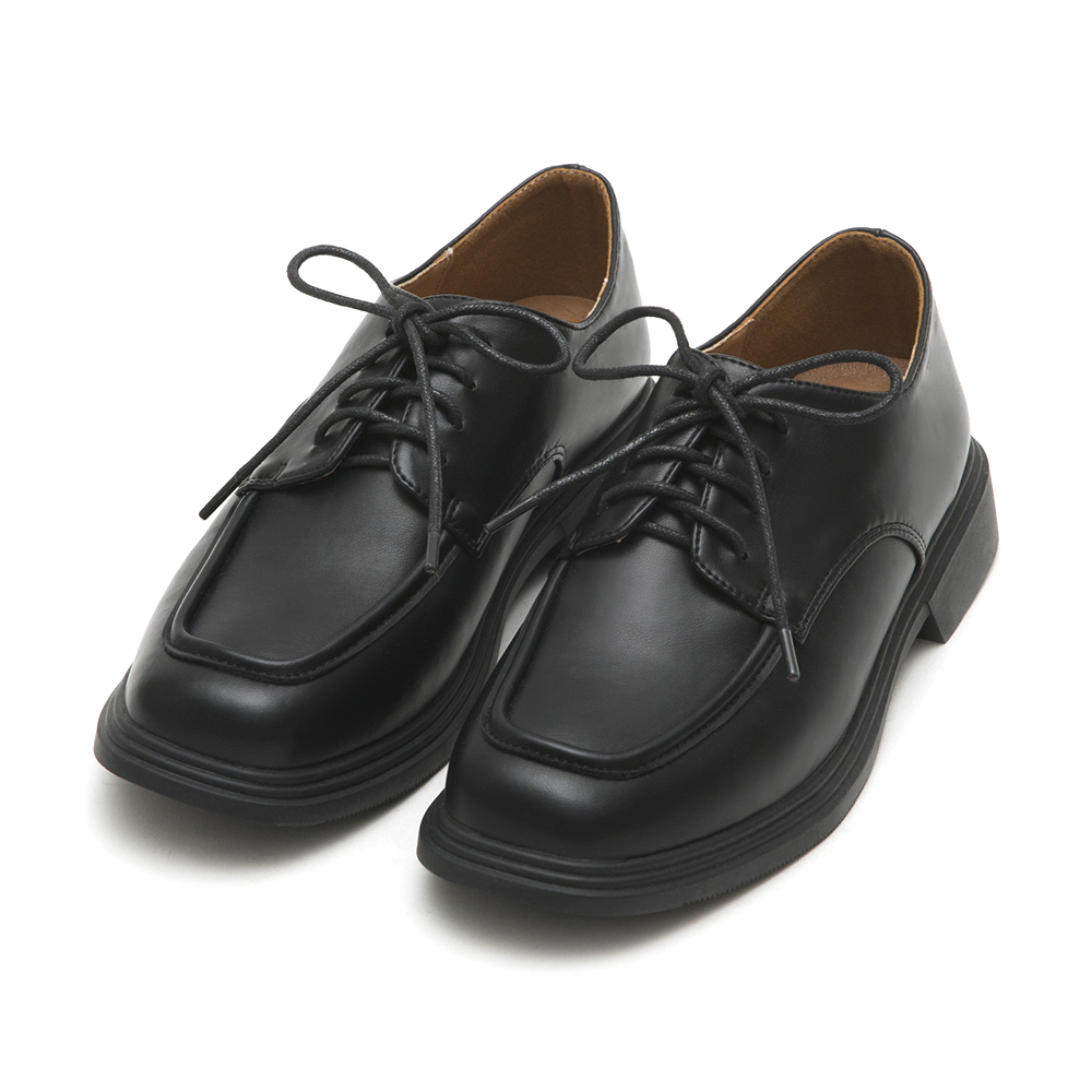 Soft Lace-Up Derby Shoes Black