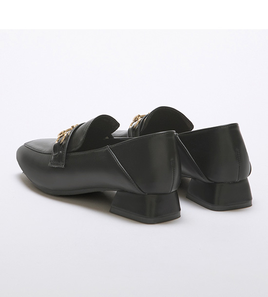 4D Cushioned Horsebit Low-Heel Loafers Black