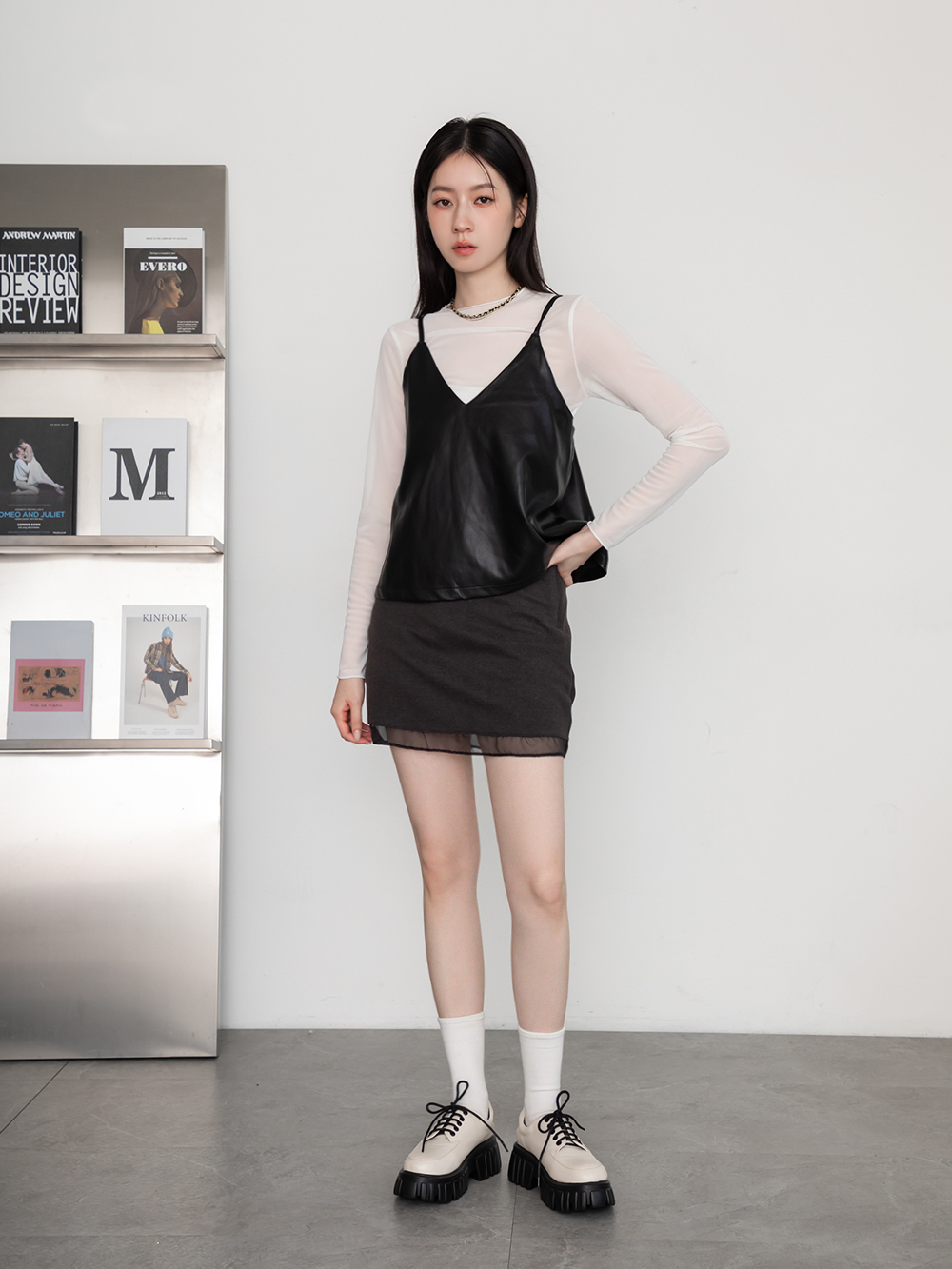 摩登少女.輕量鋸齒底綁帶德比鞋 香草米