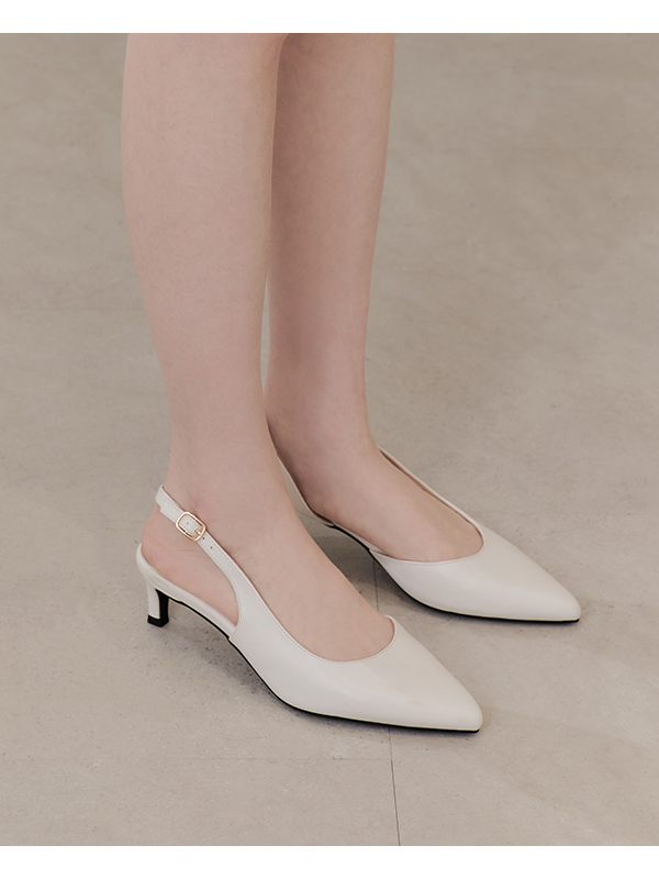 Pointed-Toe Mid-Heel Slingbacks 天使白