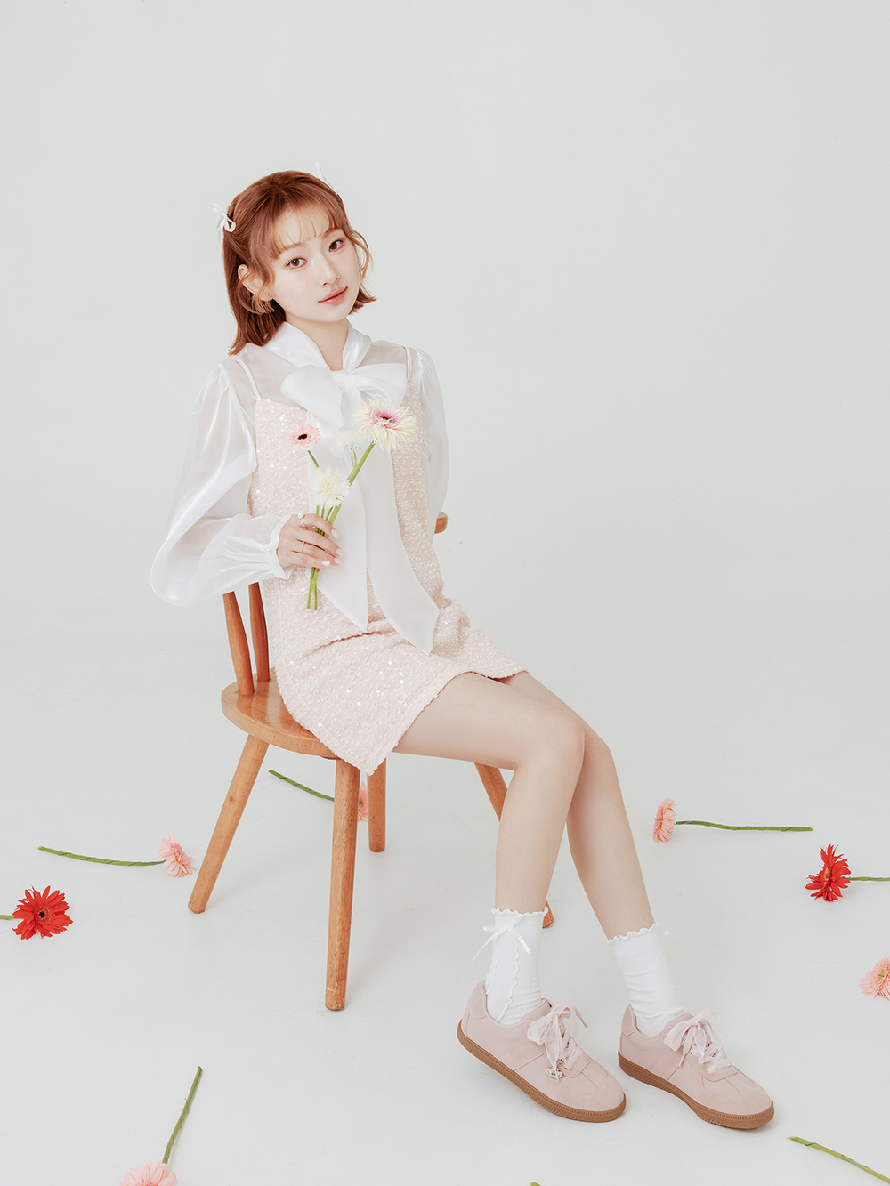 【Disney】妙妙貓小掛飾真皮德訓鞋 裸膚粉