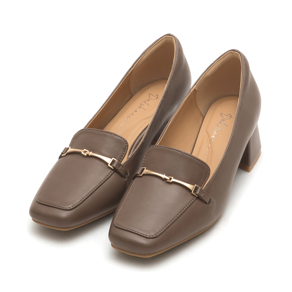 Horsebit Square-Toe Loafers Dark Brown