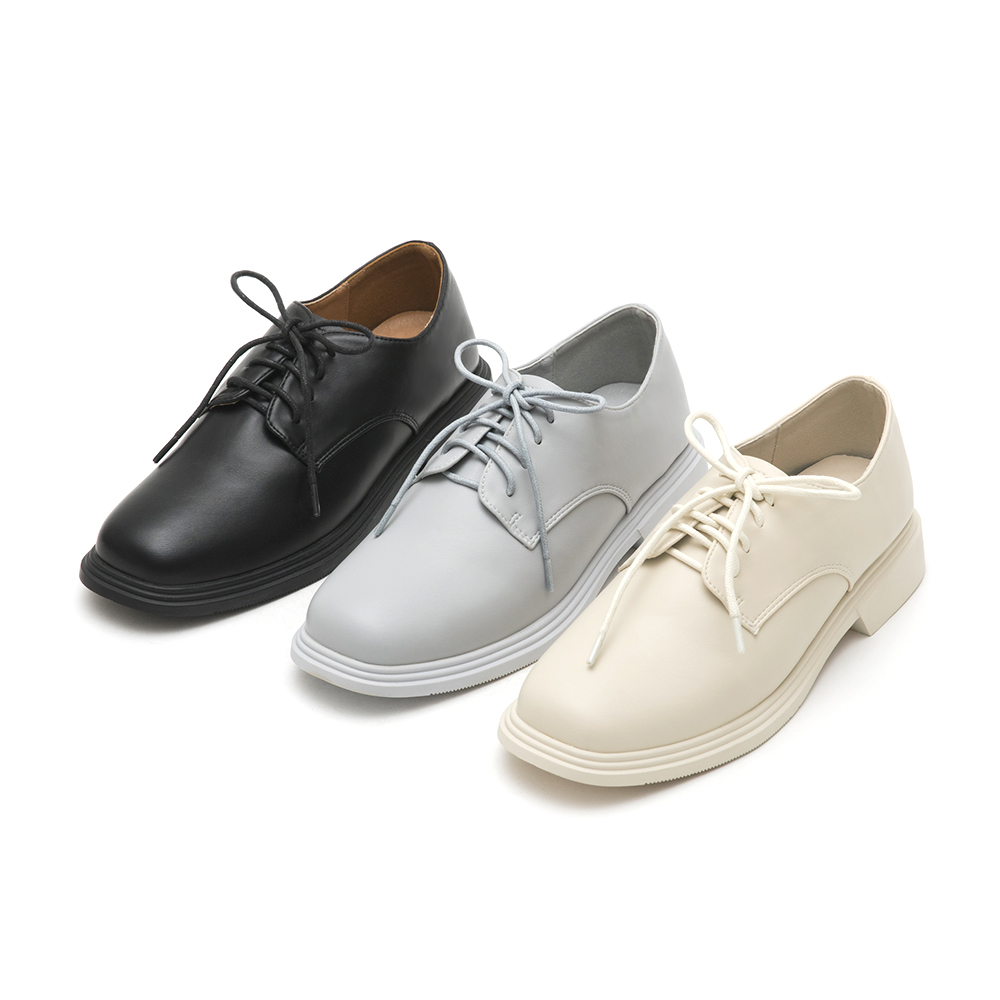 Soft Lace-Up Derby Shoes French Vanilla White