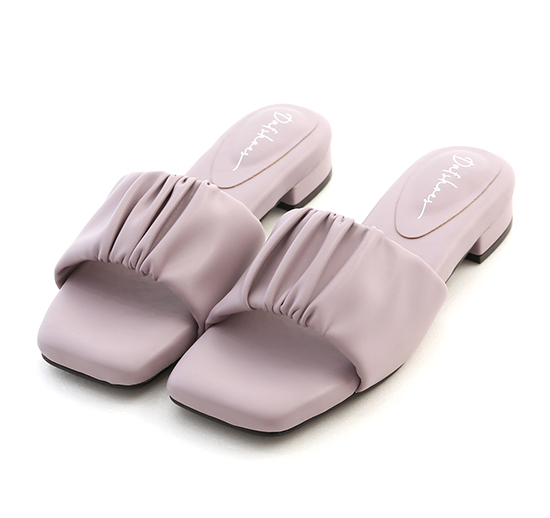 Ruched Puffy Cushioned Sandals Lavender