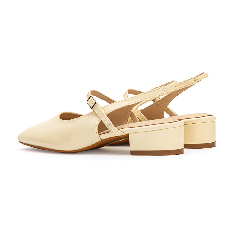 粉彩春日4D氣墊後空低跟鞋 黃