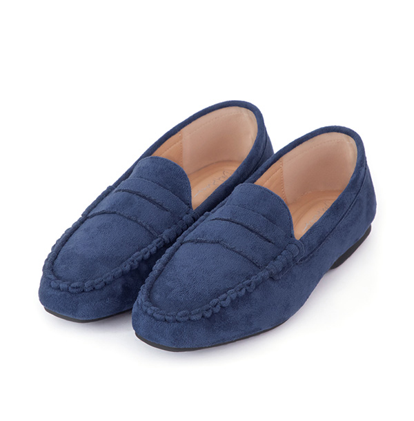 秋冬輕著4D氣墊豆豆底樂福鞋 深藍色