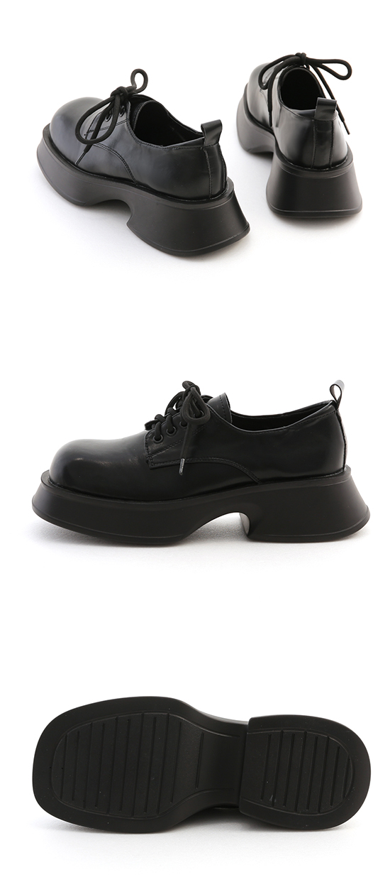 Lightweight Thick Sole Derby Shoes Black