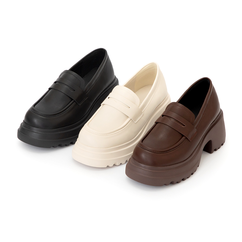 學霸女神增高加厚底樂福鞋 咖啡