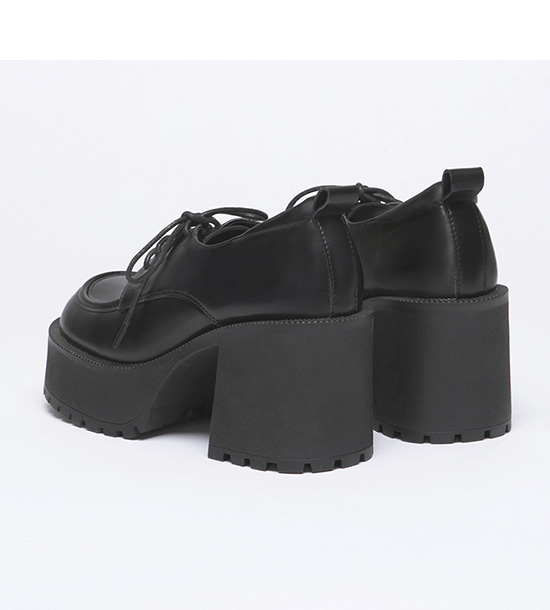 Platform High-Heel Lace-Up Derby Shoes Black