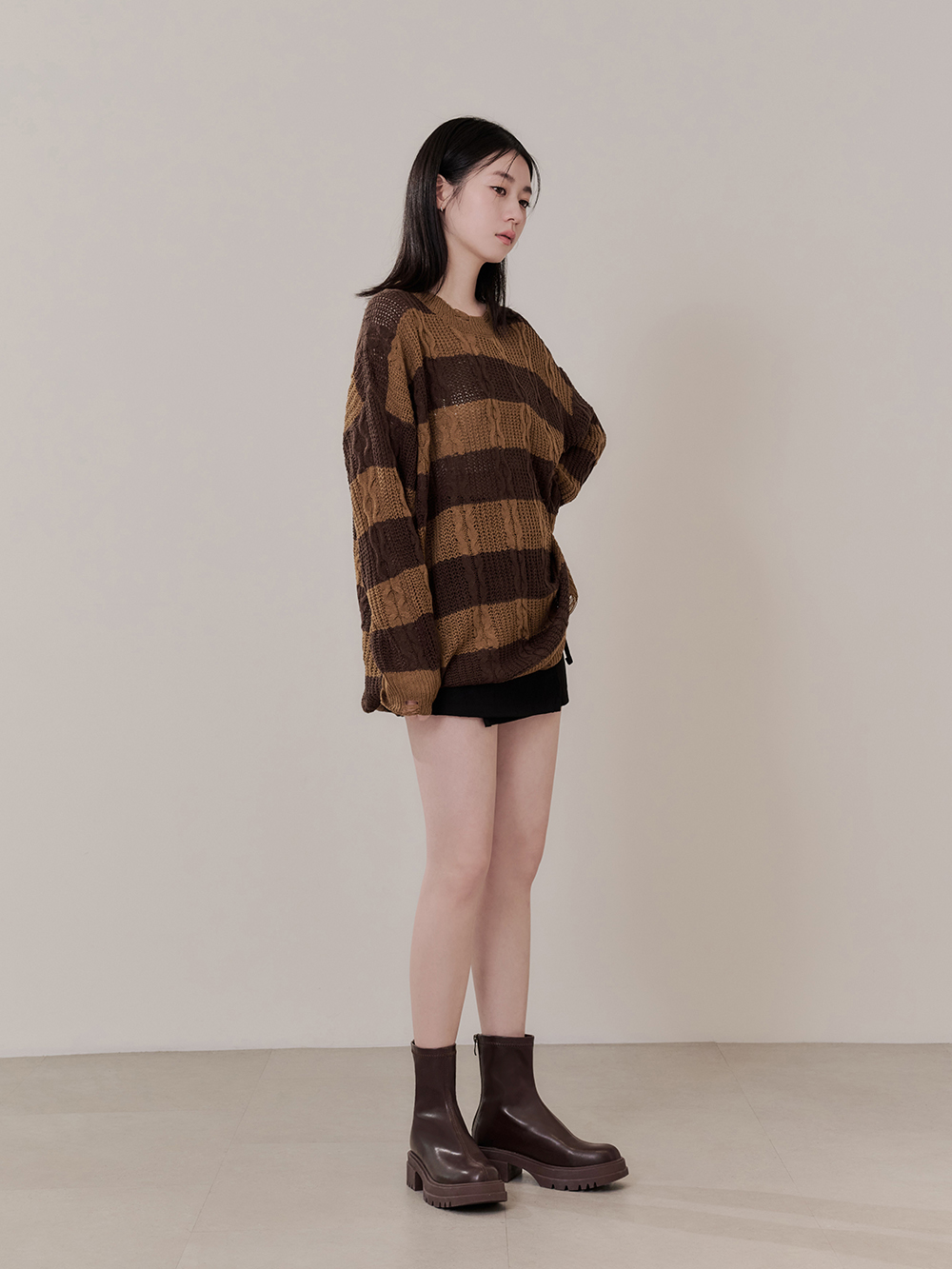 心動瞬間．加厚鬆糕底瘦瘦短靴 復古咖