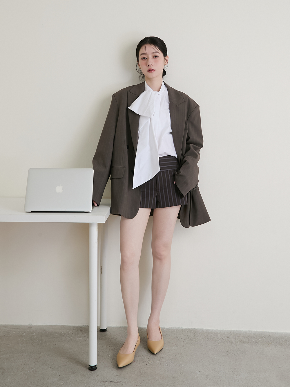 【真皮系列】3.5cm全能氣墊真皮低跟鞋 裸膚杏