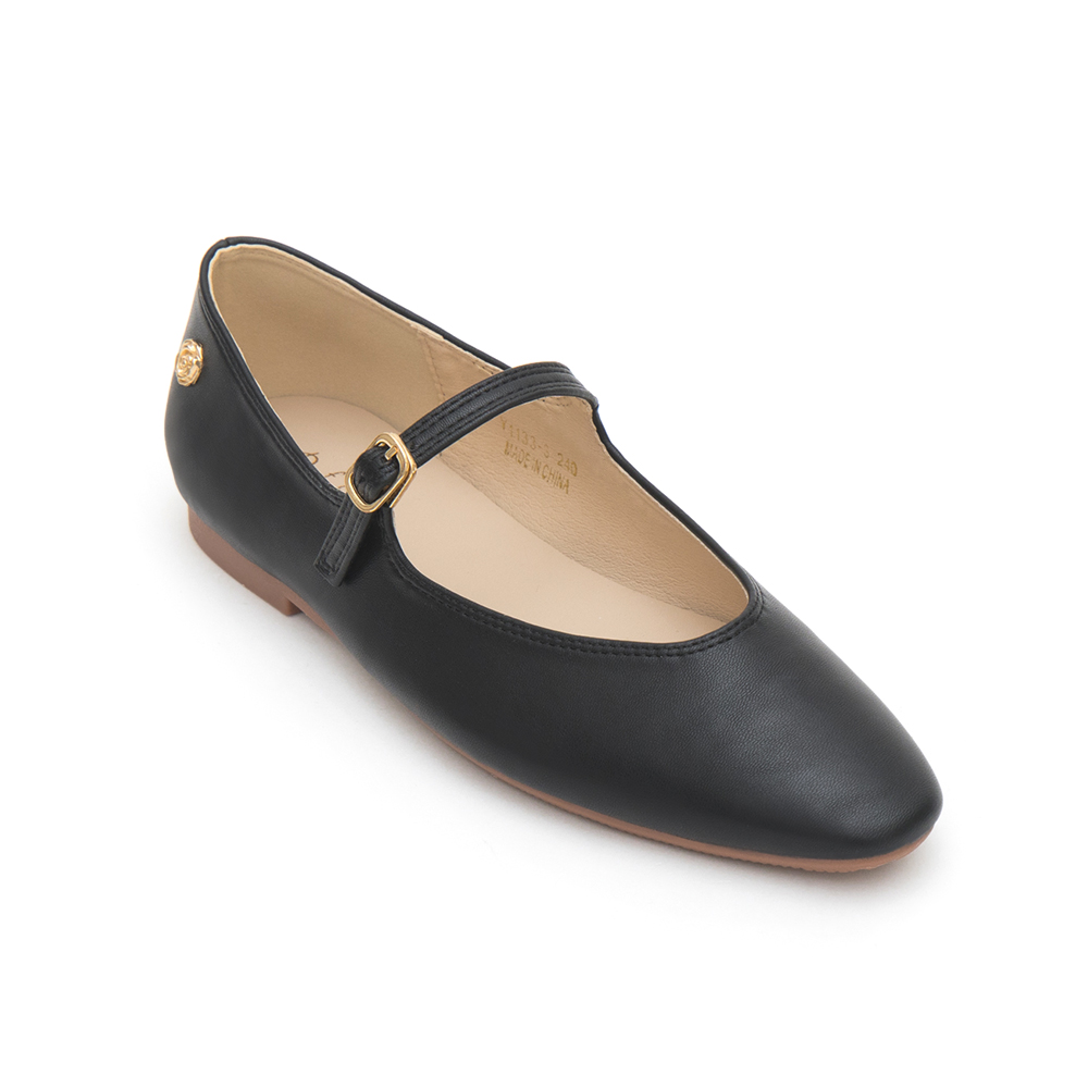 Elegant Pointed-Toe Mary Jane Flats Black