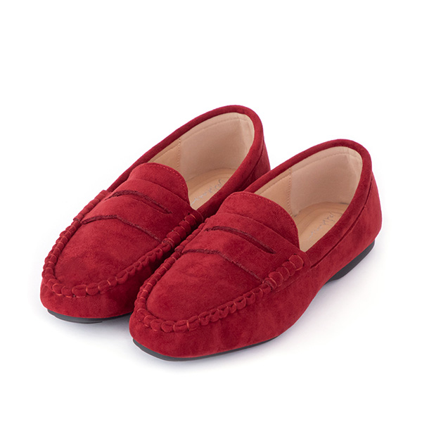 秋冬輕著4D氣墊豆豆底樂福鞋 棗紅色