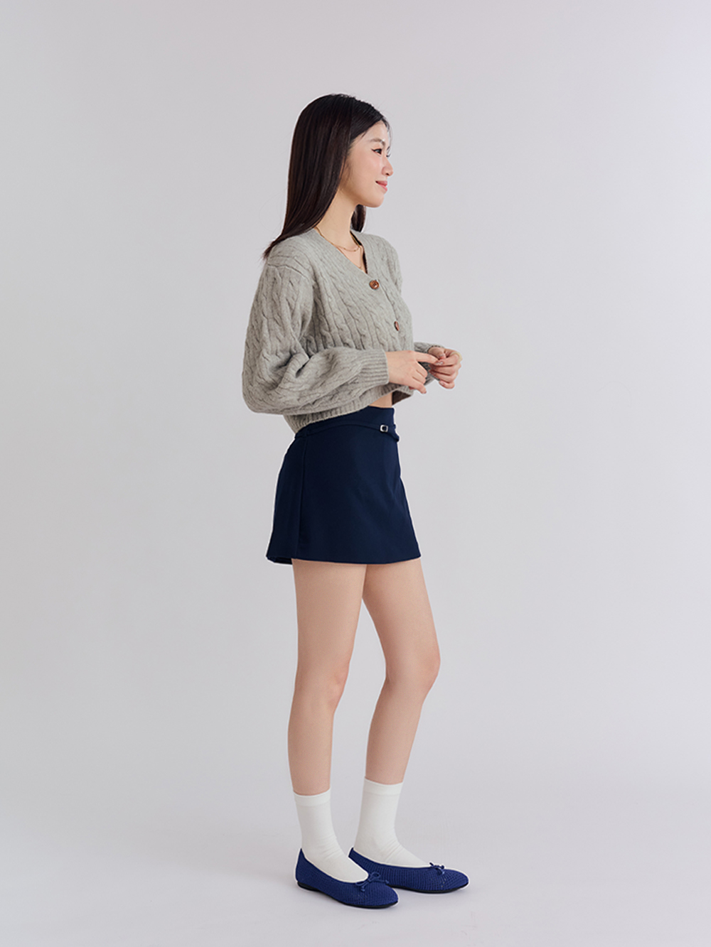 【3D零感雲織鞋】蝴蝶結圓頭芭蕾娃娃鞋 皇家藍