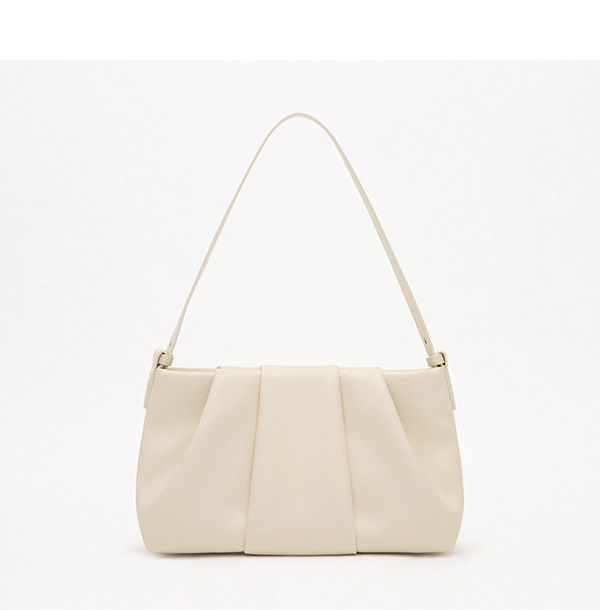 Cloud Ruched Shoulder Bag Beige