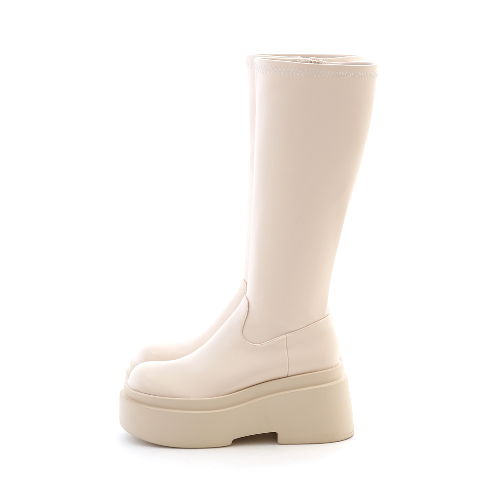 Chunky Sole Slimming Tall Boots Vanilla
