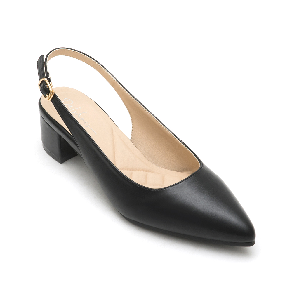 4D Cushion Pointed-Toe Slingback Shoes Black