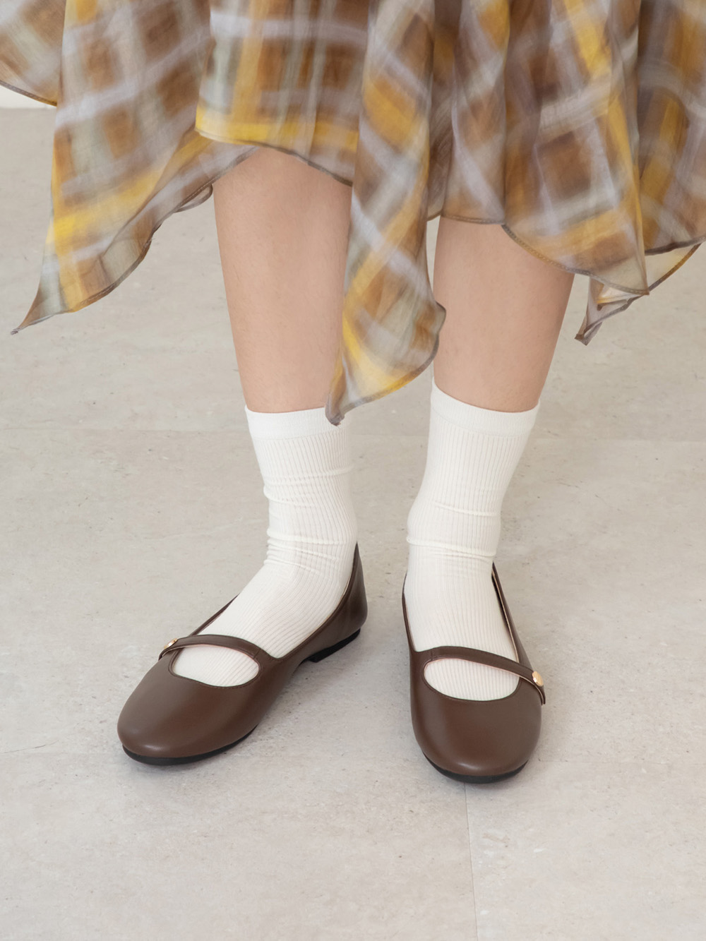 圓頭學院平底瑪莉珍娃娃鞋 咖啡色
