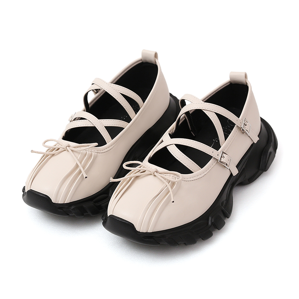 活力芭蕾．蝴蝶結交叉帶瑪莉珍運動鞋 香草米