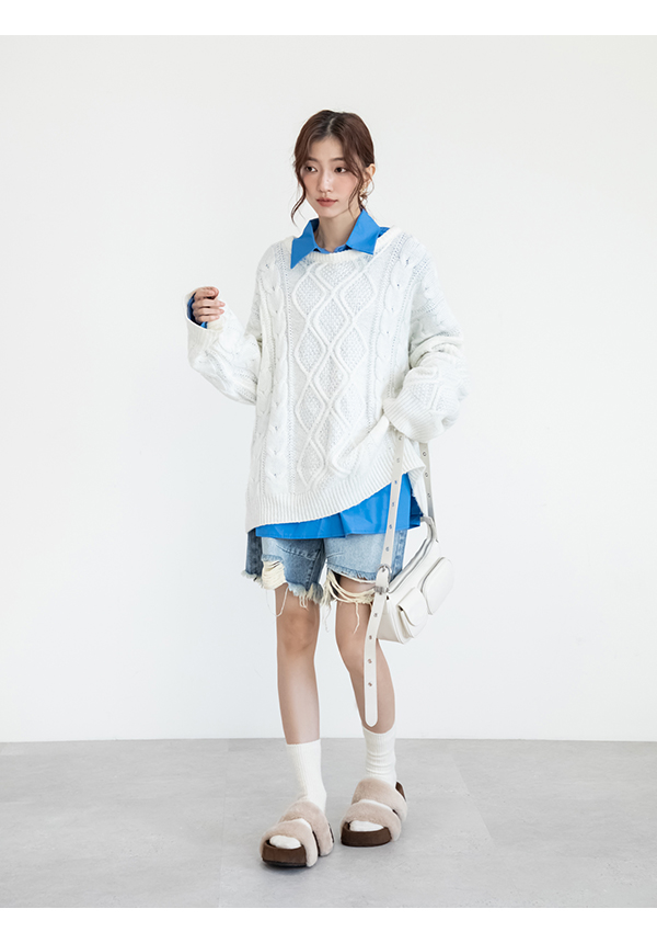 軟萌毛毛一字雙帶厚底拖鞋 杏色